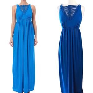 SUSANA MONACO Maxi Dress Blueberry Blue Sleeveless Empire Elastic Waist Sm NWT
